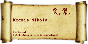 Kocsis Nikola névjegykártya